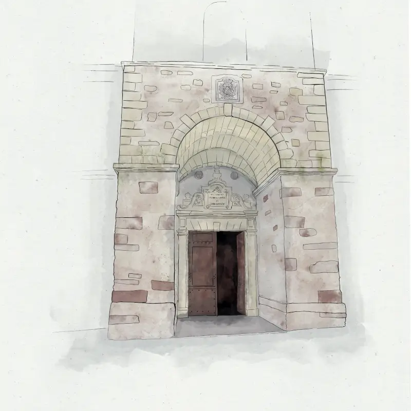 Dessin de la porte de l’église Notre-Dame du Taur, ancienne porte du temple