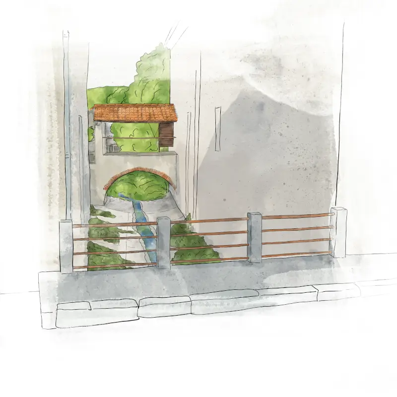 Dessin du pont des petits pères sur le Blima