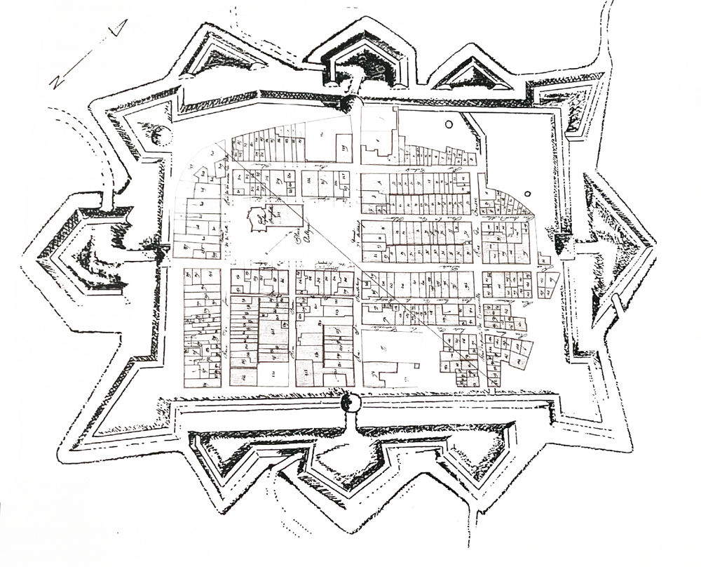 Plan ancien de la bastide de Réalmont, entourée de ses remparts